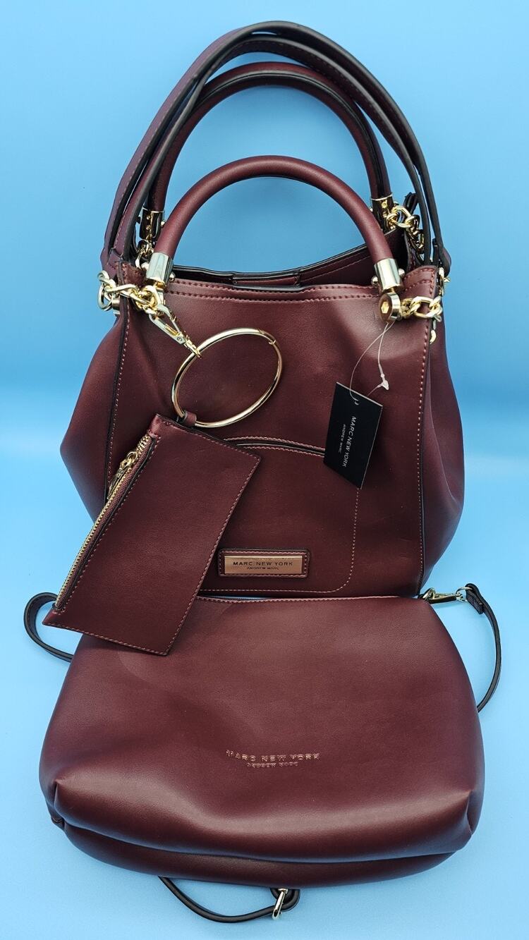 Marc New York Andrew Marc Tote / Shoulder / Crossbody Burgundy 3n1 NEW WITH TAGS